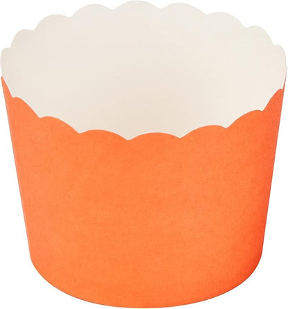 Panificio 3 Ounce Cupcake Wrappers, 200 Scalloped Baking Cups - Oven-Ready, Greaseproof, Orange Paper Cupcake Liners, Disposable, For Birthdays, Baby Showers, Or Weddings - Restaurantware