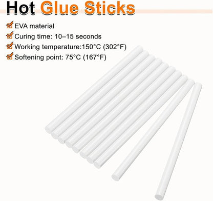HARFINGTON 10pcs Hot Glue Sticks 0.43" Dia x 9.84" Long EVA Mini Hot Melt Adhesive Glue Stick for Hot Melt Gun Wood Plastic Glass Flowers Fabrics Foam, White