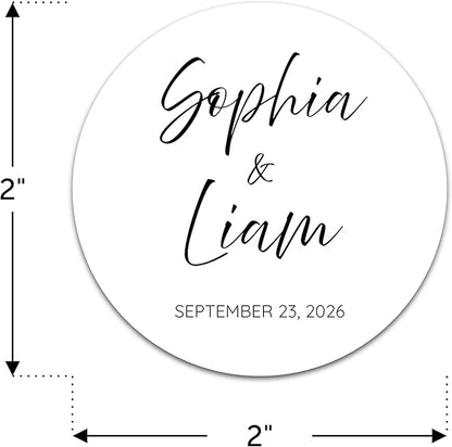 Personalized Wedding Stickers - Custom Wedding Envelope Seals for Invitations, Thank You Cards, and Save The Date (50-1000 Stickers) (Elegant Names)