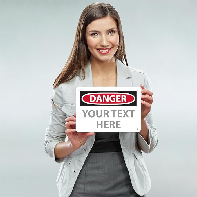 Custom OSHA Style Danger Sign 7" x 10" Plastic Sign, Customizable "Your Text Here", by AccuformNMC Made in USA