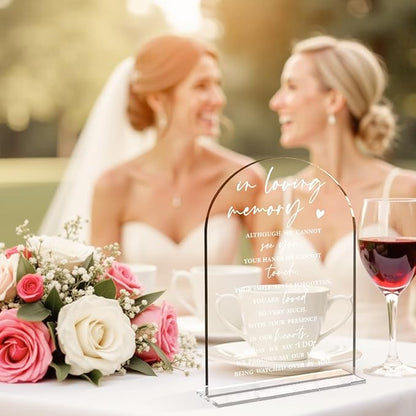 Wedding Memorial Sign Rustic Wedding Clear Acrylic Gift Table Sign for Ceremony and Reception, Acrylic Memorial Signs Gifts for Marriage Reception Signs