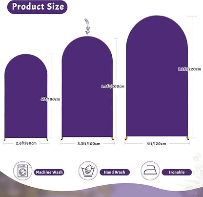 6.6FT Purple Arch Backdrop Cover - Polyester Fitted Wedding Arch Stand Covers Round Top Chiara Arch Backdrop Cover for Birthday Party Banquet Photo Background Decoration