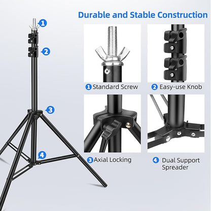 Hemmotop Photo Backdrop Stand, 10x7 ft Background Stand for Photoshoot, Adjustable Backdrops Support kit with Carry Bag for Parties, Photography, Projector Screen, Wedding, Decoration, Balloons