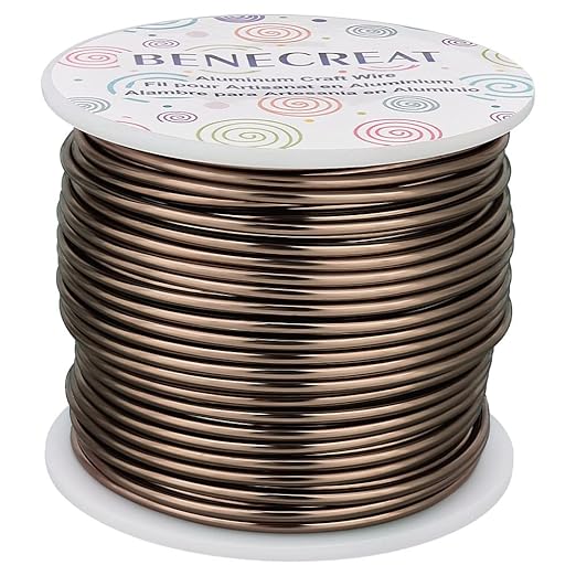 BENECREAT 9 12 17 18 20 22 Gauge Aluminum Wire (12 Gauge,100FT) Anodized Jewelry Craft Making Beading Floral Aluminum Craft Wire for Christmas Tree, Garden, Model Making - Brown