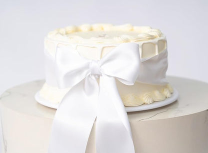 White Satin Ribbon 2.5 Inch Double-Faced Ribbons 25 Yards for Flower Bouquet Wrapping Paper Bows Gift Wedding Invitations Crafts