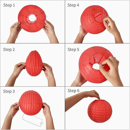 BEISHIDA Black Round Paper Lanterns Decorative Hanging Asia Chinese Japanese Paper Lanterns Lamp for Birthday Wedding Halloween Home Decor Party Decoration（10 Packs）