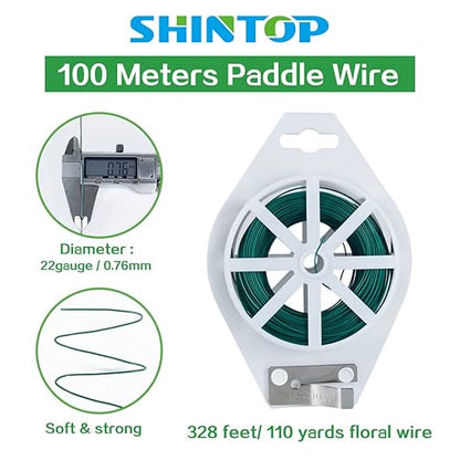 Floral Wire, 110 Yards Flexible Craft Wire for Wreath 22 Gauge Green Florist Supplies with Built-in Cutter for Christmas Tree, Garland and Flower Arrangements, Plant Support