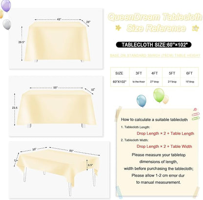 QueenDream Light Gold Tablecloth Party Decorations: Sequin Fabric Cover Drapes 60x102 Inch Tablecloth 16st Birthday Cake Table Graduation Decor
