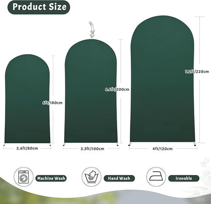 6FT Hunter Green Arch Cover - Polyester Fitted Wedding Arch Stand Covers Round Top Chiara Arch Backdrop Cover for Birthday Party Banquet Photo Background Decoration
