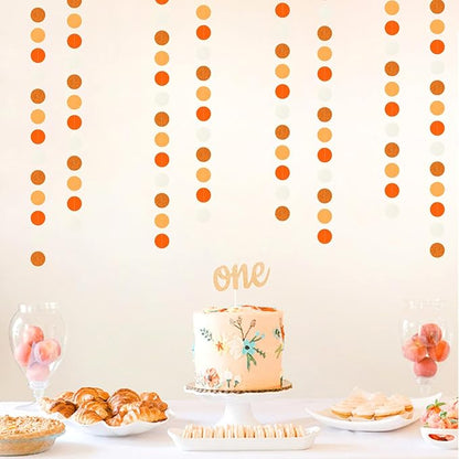 Boho Orange-Beige Baby-Shower Party-Decorations Streamers - 52Ft Neutral Birthday Hanging Paper Garland Banner,Fall Autumn Thanksgiving Rustic Wedding Bridal Classroom Supplies Backdrop Decor Hugtmr