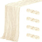 Aktor 4 Pack Ivory Table Runner Boho Cheesecloth Table Runner Semi Sheer Gauze Fabric Runners for Wedding Birthday Baby Shower Party Boho Table Decoration（Ivory）
