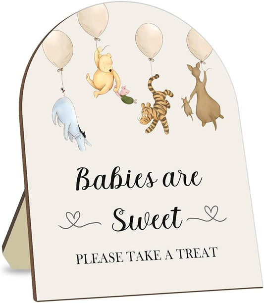 Winnie The Pooh Baby Shower Decoration Sign - Classic Pooh Babies are Sweet Please Take A Treat - 9 * 11IN