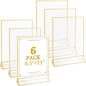 Floroom 6 Pack 8.5x11 Inch Clear Acrylic Sign Holders, Double-Sided Gold Display Stand Picture Frames for Table Numbers, Menus, Flyers, Weddings, and Offices