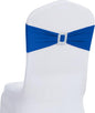 Joccun 120 PCS Spandex Chair Sashes Bows Stretch Chair Cover Band with Buckle Slider Universal Elastic Chair Ties for Wedding Banquet Party Event Decoration (Royal Blue)