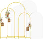 MODFUNS Arch Backdrop Stand with Cover 6&6.6&7.2ft Gold Wedding Arch Stand Set of 3 White Arch Backdrop Covers Backdrops Stand for Party Birthday Banquet Wedding Arched Frame