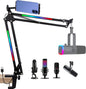 SUNMON RGB Boom Arm - Mic Arm With RGB Light, Adjustable 11 Light Modes, Microphone Boom Arm With Adapter Compatible with Fifine Microphone, Blue Yeti, HyperX QuadCast and Most Gaming Mic