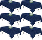 Navy Blue 6 Pack Polyester Table Cloth 60 x 102 Inch, Rectangle Tablecloths for 6 Foot Tables Washable Table Cloth for Party Wedding