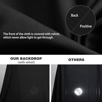 10X12ft Black Backdrop, LCUIRC Photo Backdrop Curtain Polyester Background for Portraits Pet Photoshoot and Birthday Party Halloween Decoration