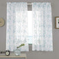 Floral Embroidery Sheer Curtains Blue 45 Inch Length, Vintage Rod Pocket Voile Drapes for Living room, Bedroom, Window Treatments Semi Crinkle Curtain Panels for Villa, Parlor, Set of 2, 52"x 45".