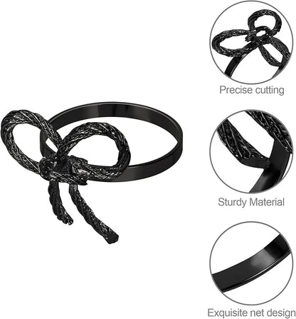 Pack of 12 Napkin Rings Alloy Hollow Out Flower Napkin Holder Dinning Table Napkin Ring for Dinner Parties Wedding Banquet Table Setting Family Gatherings Table Decor（Black，12）