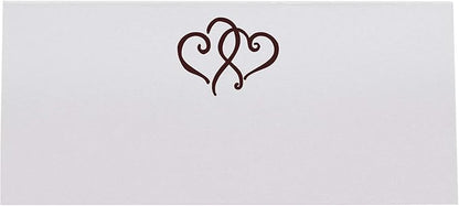 Linked Hearts Place Cards, Chocolate (Choose Color), Set of 150, Pre-cut and Scored - Wedding, Party, Dinner, and Special Events - Made in the USA