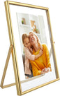 Gold Floating Frame, 5"x7", Vertical, For Picture 4x6, 3.5x5, 2x3 with Floating Effect, Small Tabletop Photo Frame, Classy For Anniversary, Wedding, or Birthday