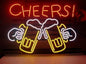 Cheers Beer Real Glass Neon Light Sign Home Beer Bar Pub Recreation Room Game Room Windows Garage Wall Store Sign (17"x14" Large)