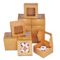 Bakepacker 100pcs Kraft Cookie Boxes 6x6x3 inches Easy Assemble Macaroon Pastry Boxes Bakery Boxes with Window for Bakery