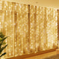 HXWEIYE 300LED Fairy Curtain Lights, 9.8x9.8Ft USB Plug-in 8 Modes Christmas String Hanging Lights with Remote for Bedroom Backdrop Wedding Party Indoor Wall Decor, Warm White