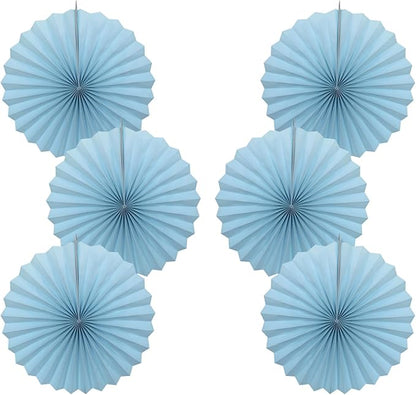 Blue Graduation Party Decor,Baby Blue Party Decorations,Christmas Baby Shower Decorations,Under The Sea Decorations,Blue Bachelorette Party 16in Hanging Paper Fans 30 Color DIY Set (Light Blue)