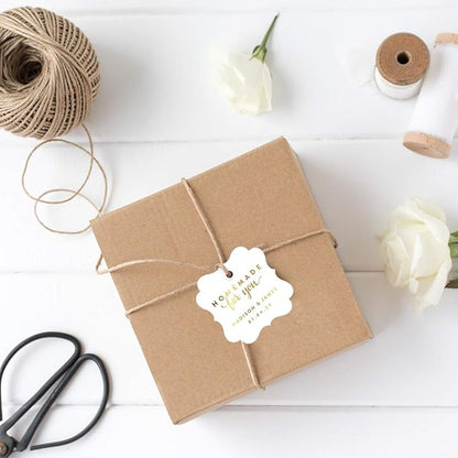 Andaz Press Personalized Fancy Frame Square Wedding Gift Tags, Metallic Gold Ink, Homemade for You, 24-Pack, Custom Made Any Name