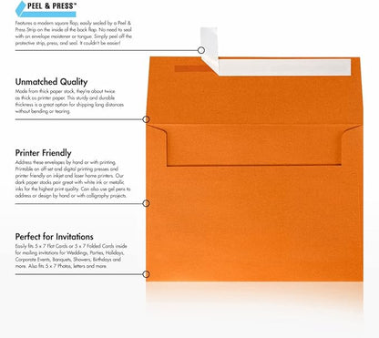 LUXPaper A7 Invitation Envelopes | Peel & Press | 5 1/4" x 7 1/4" | Flame Metallic | 80lb. Text | 500 Qty