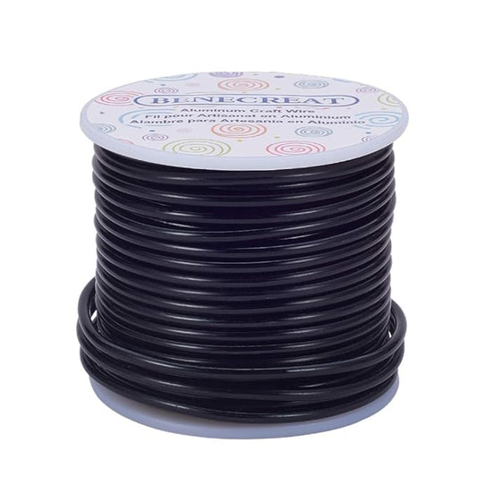 BENECREAT 9 Gauge Jewelry Craft Aluminum Wire 55 Feet Bendable Metal Sculpting Wire for Halloween Craft Floral Model Skeleton Making (Black, 3mm)