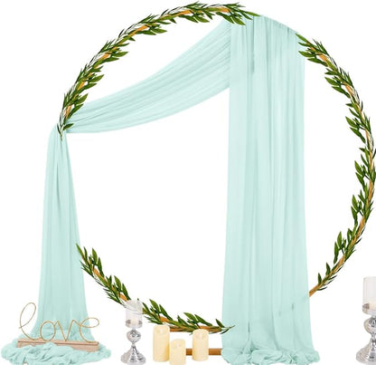 Socomi Wedding Arch Draping Fabric 29" x 20Ft 4 Panels Mint Green Sheer Outdoor Curtain Drapes Extra Long for Wedding Ceremony Birthday Party Decoration