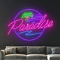 Paradise Ocean Waves Palm Tree Neon Sign, Beach Led Sign, Holiday Led Light, Tropical Island Led Sign, Pool Party Room Wall Decor, Best Gift Size:16inches