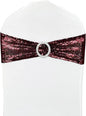 10 Pcs Sequin Chair Sashes Stretch Chair Bands Spandex Polyester Bows for Party Hotel Wedding Banquets Decoration - Burgundy