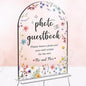 Wedding Sign Decor, Photo Guest Book Sign, Arch Acrylic Wedding Sign for Reception & Event, Bridal Shower Decorations, Wedding Table Sign Accessories for Anniversary And Event 5x7 Inch (Flower)