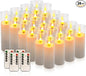 24-Pack Premium Flameless LED Candles - Elegant White & Clear Acrylic Pillar Design with Realistic Flickering Flame, Remote Control & Timer for Weddings, Christmas, Halloween & Home Decor