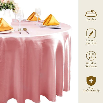 fani 6 Pack 108 Inch Rose Gold Round Tablecloth - Premium Silky Satin Tablecloth Overlay Smooth Fabric Table Cover Linens, Table Decoration for Wedding Party Banquet Events Restaurant Kitchen Dining
