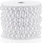 Flat Pearl Garland String 11 Yards, 10MM Half-Round Beaded Spool Roll Crafts for Wedding Decoration (White)