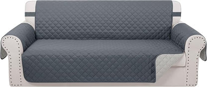 Reversible Sofa Covers Couch Cover Furniture Protector for Dogs Elastic Straps Water Resistant(Sofa,Dark Blue/Light Grey)