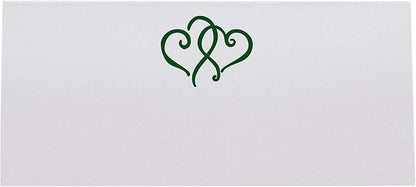Linked Hearts Place Cards, Hunter Green (Choose Color), Set of 25, Pre-cut and Scored - Wedding, Party, Dinner, and Special Events - Made in the USA