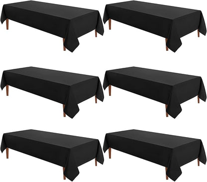 VidaFete Tablecloth 60 * 120nch 6pack Rectangle Table Cloth Polyester, Stain Wrinkle Resistant Dining Table Cover for Kitchen Dinning Party Wedding Rectangular Tabletop Buffet Decoration(Black)
