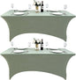 124 2-Pack 8ft Spandex Table Covers for Rectangle Folding Tables - Washable Elastic Tablecloth - Ultimate Fitted Table Protector for Parties, Banquet, and Wedding