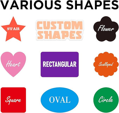 Custom Stickers - Personalized Labels, Customized Stickers with Any Design Image Logo Text, 100 Labels (Scalloped, 3"x3")