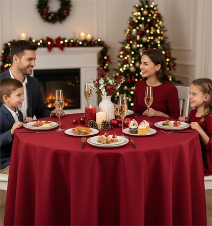 Fitable 6 Pack Red Round Table Clothes - 70 Inches in Diameter - Stain Resistant and Washable Tablecloths, Polyester Fabric Table Covers for Wedding, Party, Banquet, Gathering