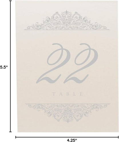 Paisley Wedding Table Numbers (Select Color/Quantity), Champagne, Silver, 1-15, Double Sided, Tent or Use in a Stand, Great for Parties & Restaurants - Made in the USA