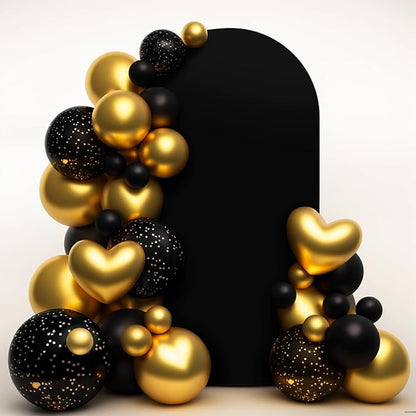 LEBENGURU Upgraded 7.2FT Wedding Arch Cover, Black Spandex Fitted Arch Backdrop Cover, Round Top Chiara Stand Covers for Birthday Party Baby Shower Banquet Balloon Décor
