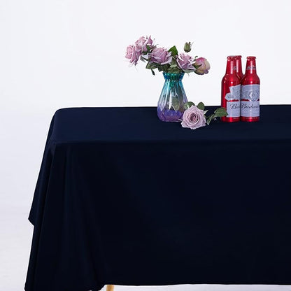 Ascoza 2pack 60x102 Inch Navy Rectangular Tablecloth 6 Feet Table Cloth in Polyester Fabric for Wedding/Banquet/Restaurant/Parties
