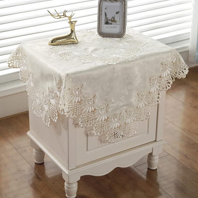 vctops Damask Lace Patchwork Tablecloth Luxury Square Small Table Cover Elegant Floral Embroidered Lace Table Cloth for Party Kitchen Dinning Picnic Decoration (Type A,22"x22")